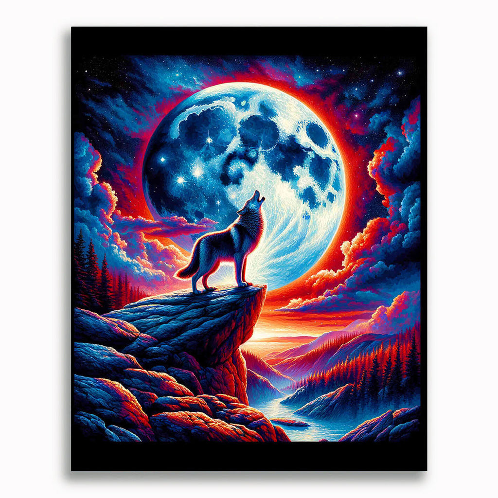 Malen nach Zahlen - Wolf auf Felsvorsprung