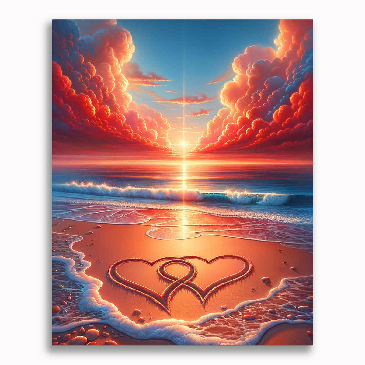 Malen nach Zahlen - Zwei Herzen am Strand