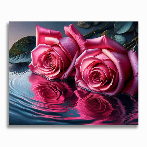 Malen nach Zahlen - Zwei pinke Rosen Wasser