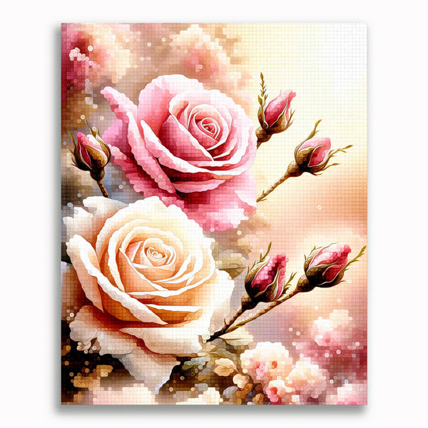 Malen nach Zahlen - Zwei Rosenblüten