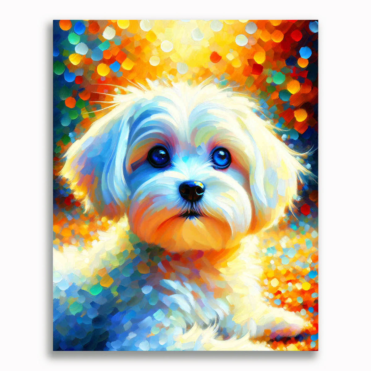 Malteser, Weißer Hund – Malen nach Zahlen