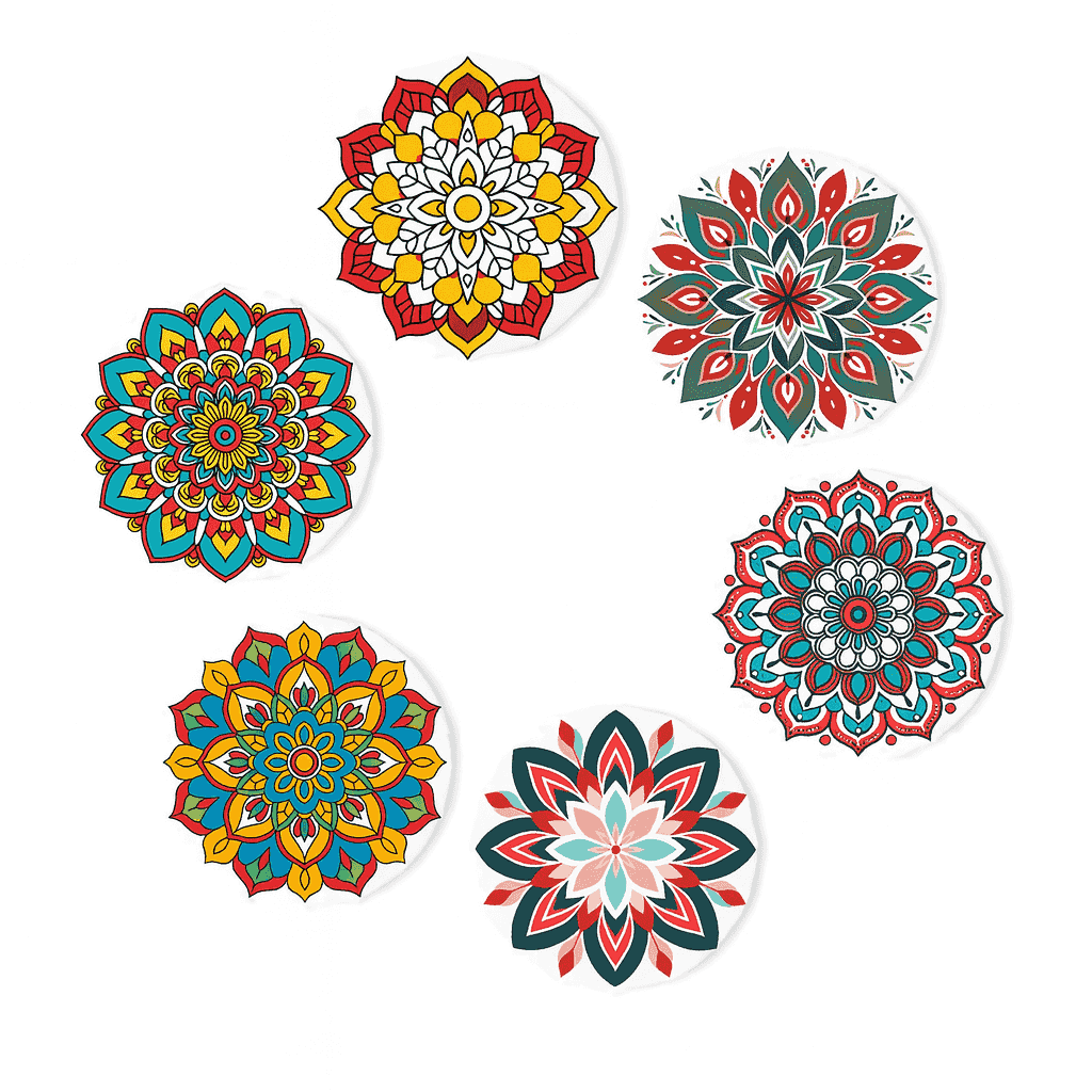 Untersetzer 6er Set, Modern - Malen nach Zahlen