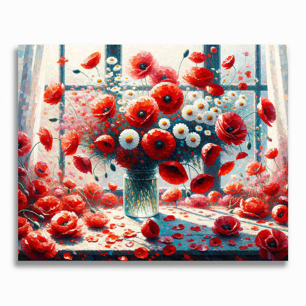 Margeriten und Mohnblumen – Malen nach Zahlen