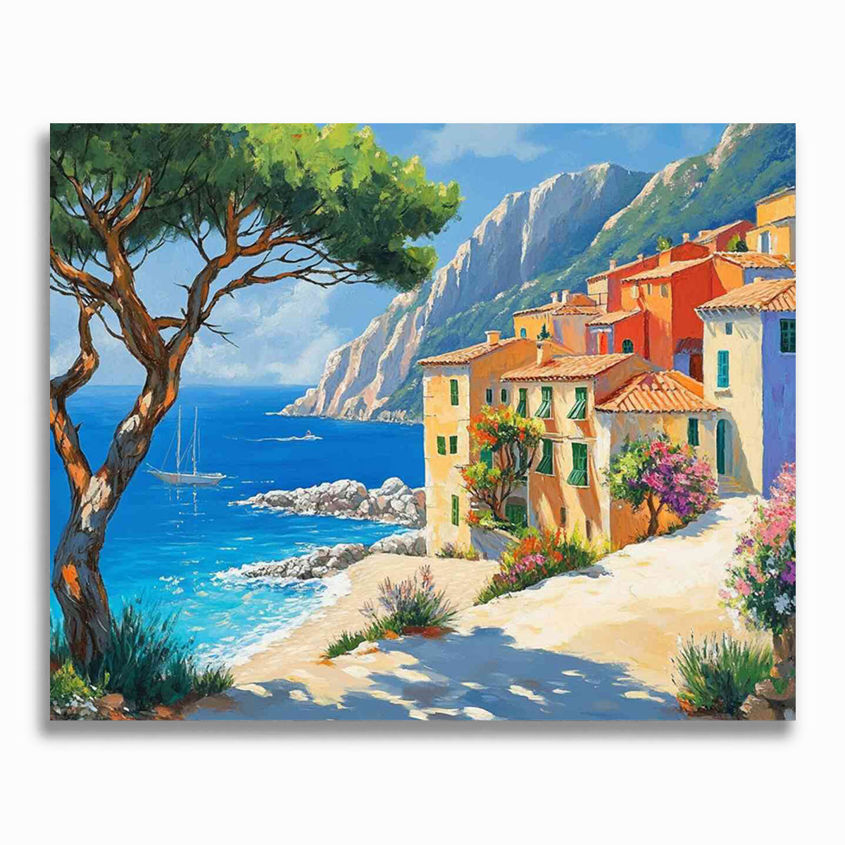 Malen nach Zahlen - Mediterrane Idylle mit Blumenpfad