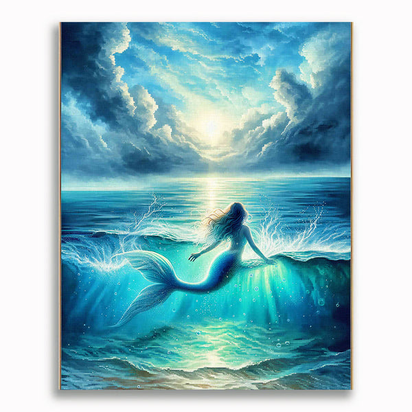 Meerjungfrau in Blau – Malen nach Zahlen