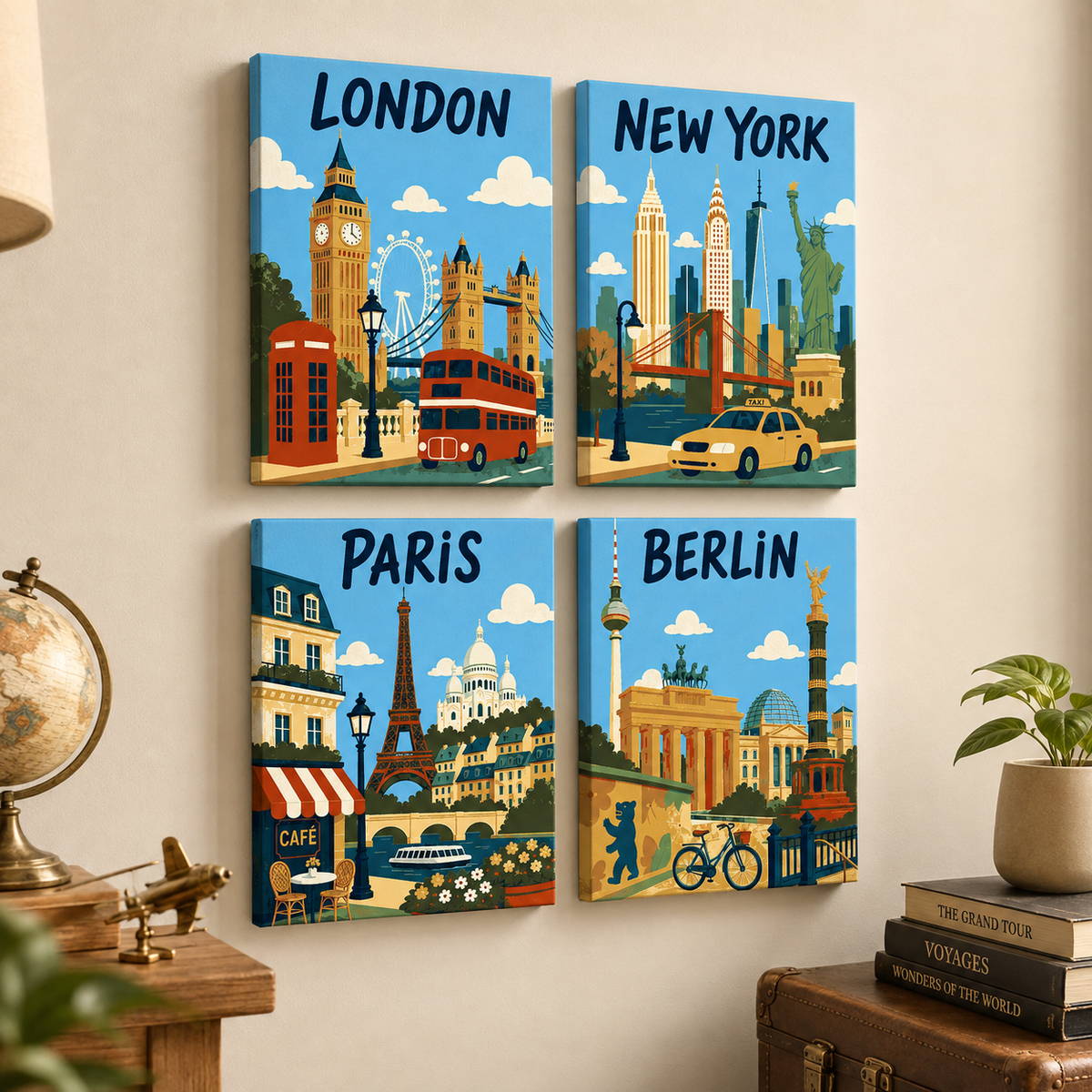 Metropolen der Welt 4er SET - Mini Malen nach Zahlen