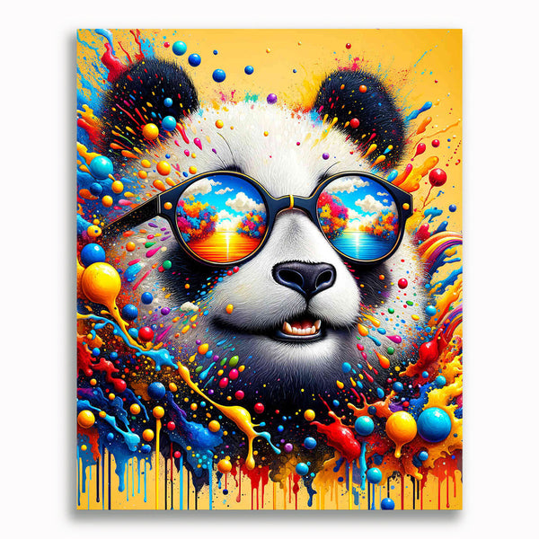 Panda mit Brille, bunt – Malen nach Zahlen