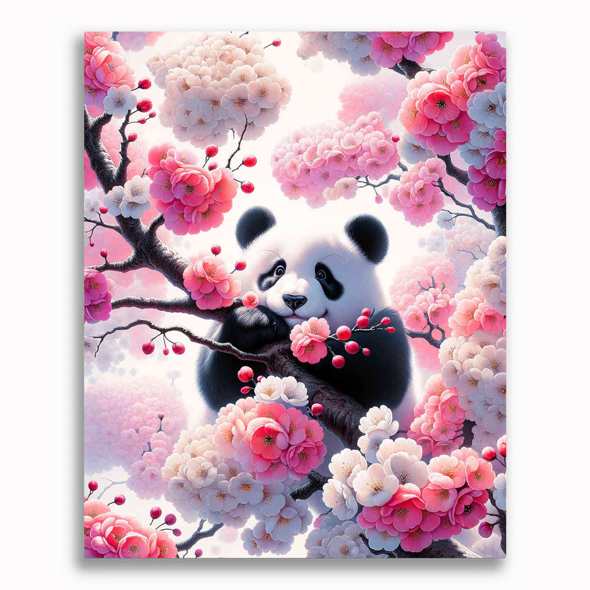 Panda mit Kirschblüten – Malen nach Zahlen