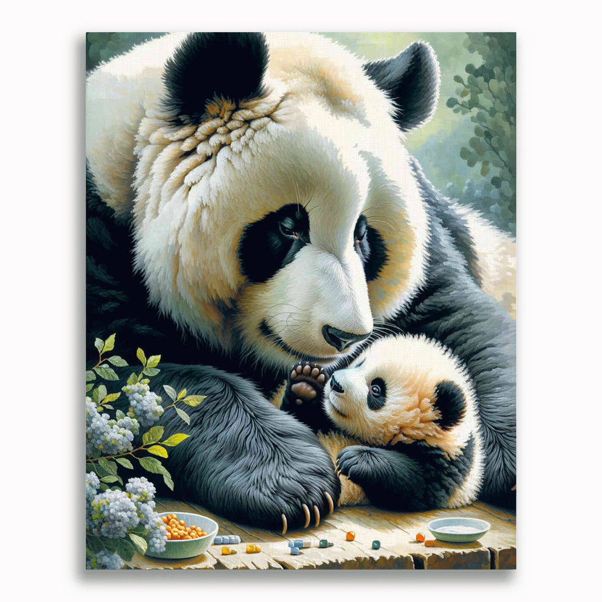 Panda Mutter mit Kind – Malen nach Zahlen