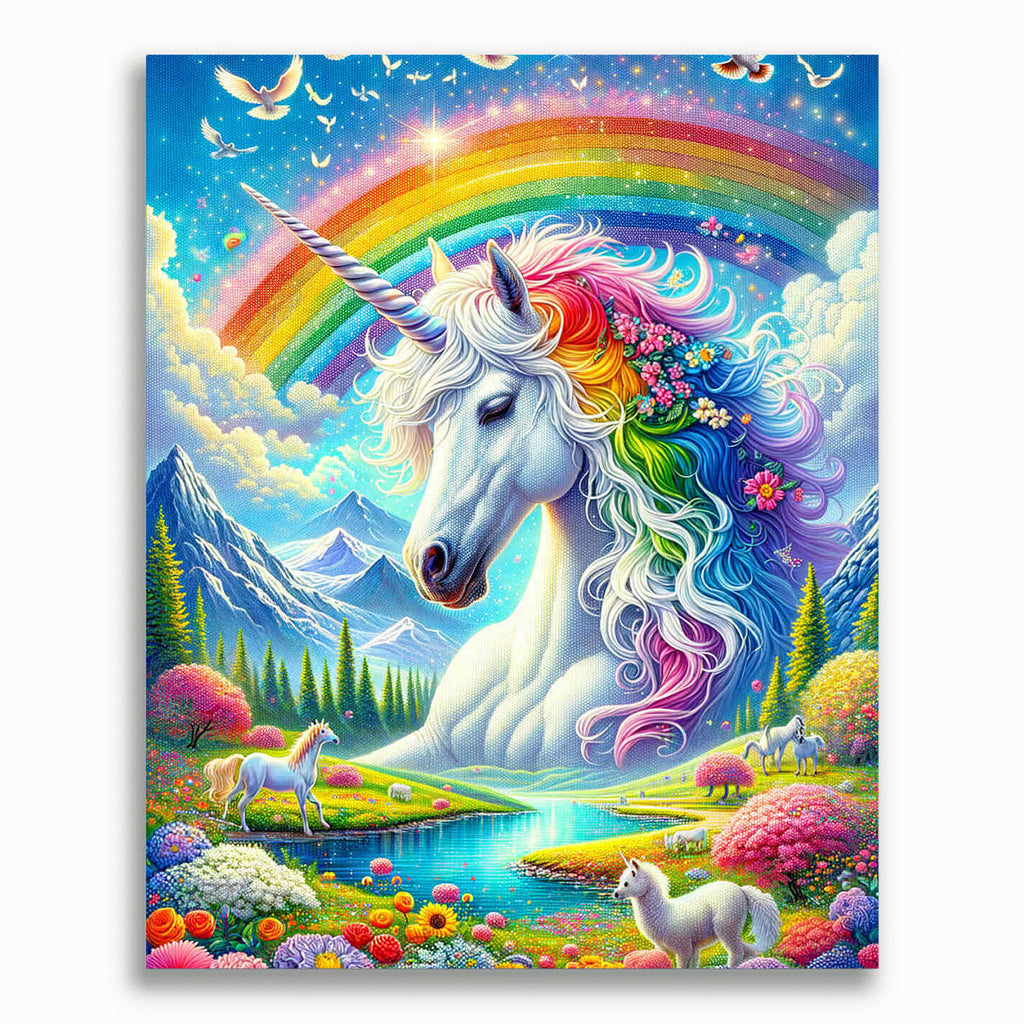 Regenbogen und Einhorn – Malen nach Zahlen