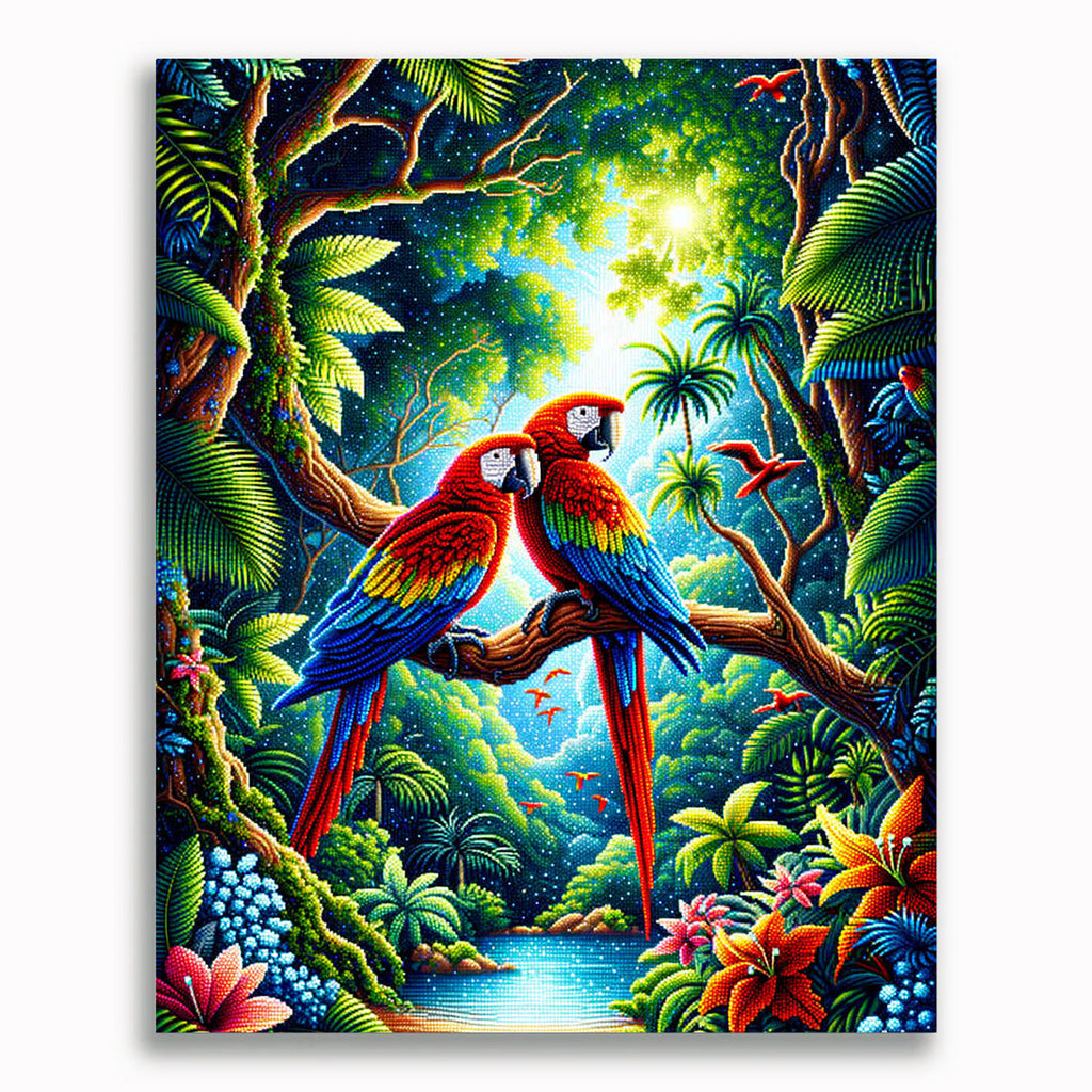 Roter und Blauer Papagei – Malen nach Zahlen