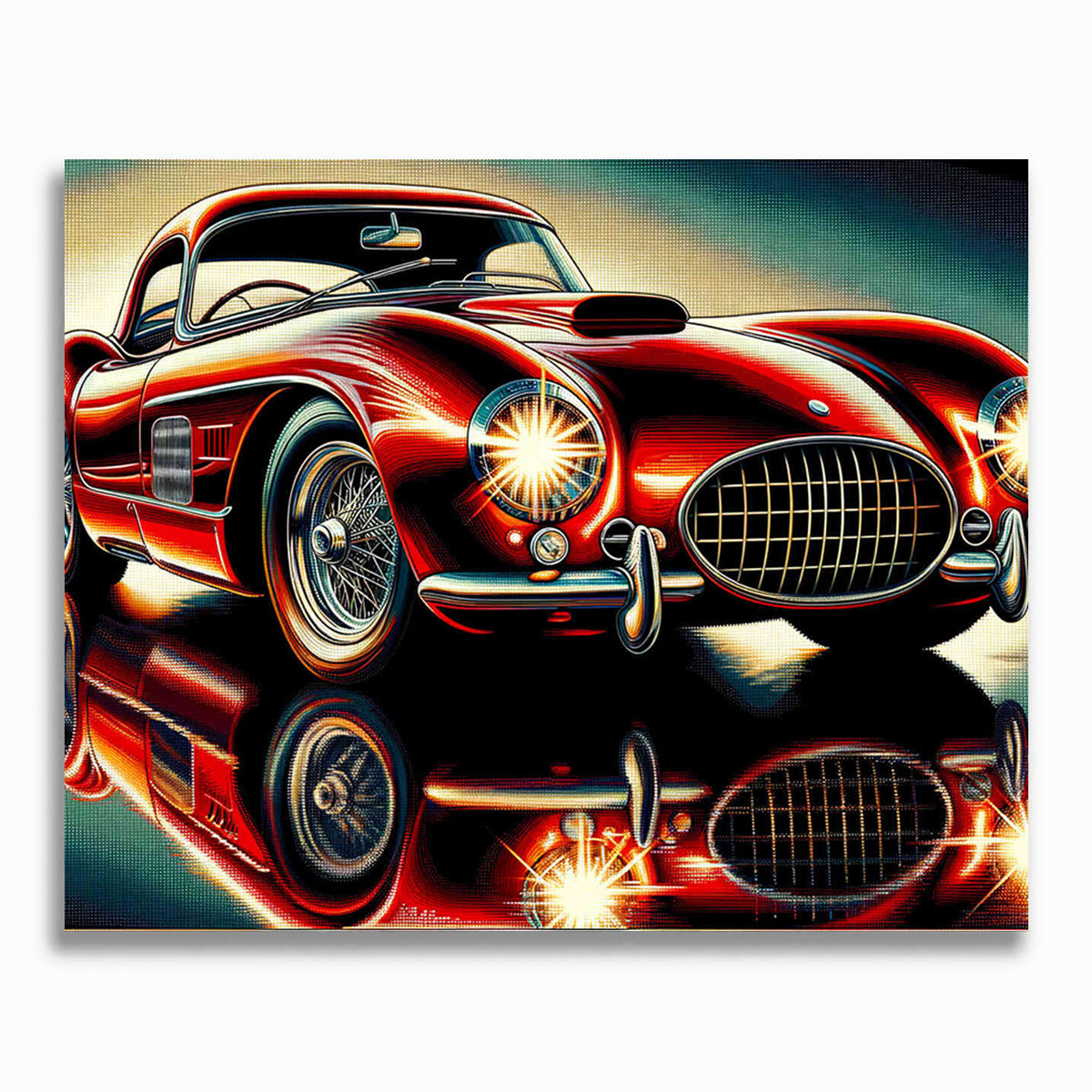 Rotes Auto Front – Malen nach Zahlen