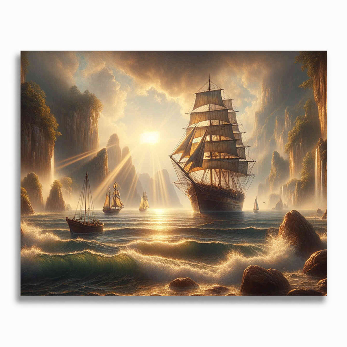 Schiffe, Bucht - Malen nach Zahlen