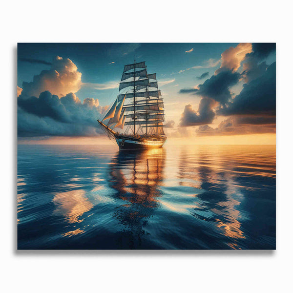 Segelschiff, Meerblick - Malen nach Zahlen