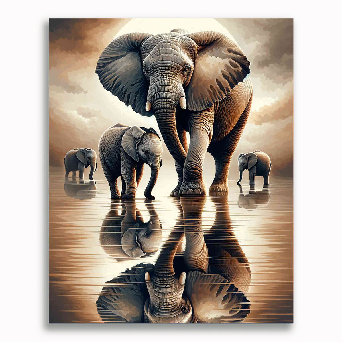 Spiegelbild, Kleiner und Großer Elefant – Malen nach Zahlen