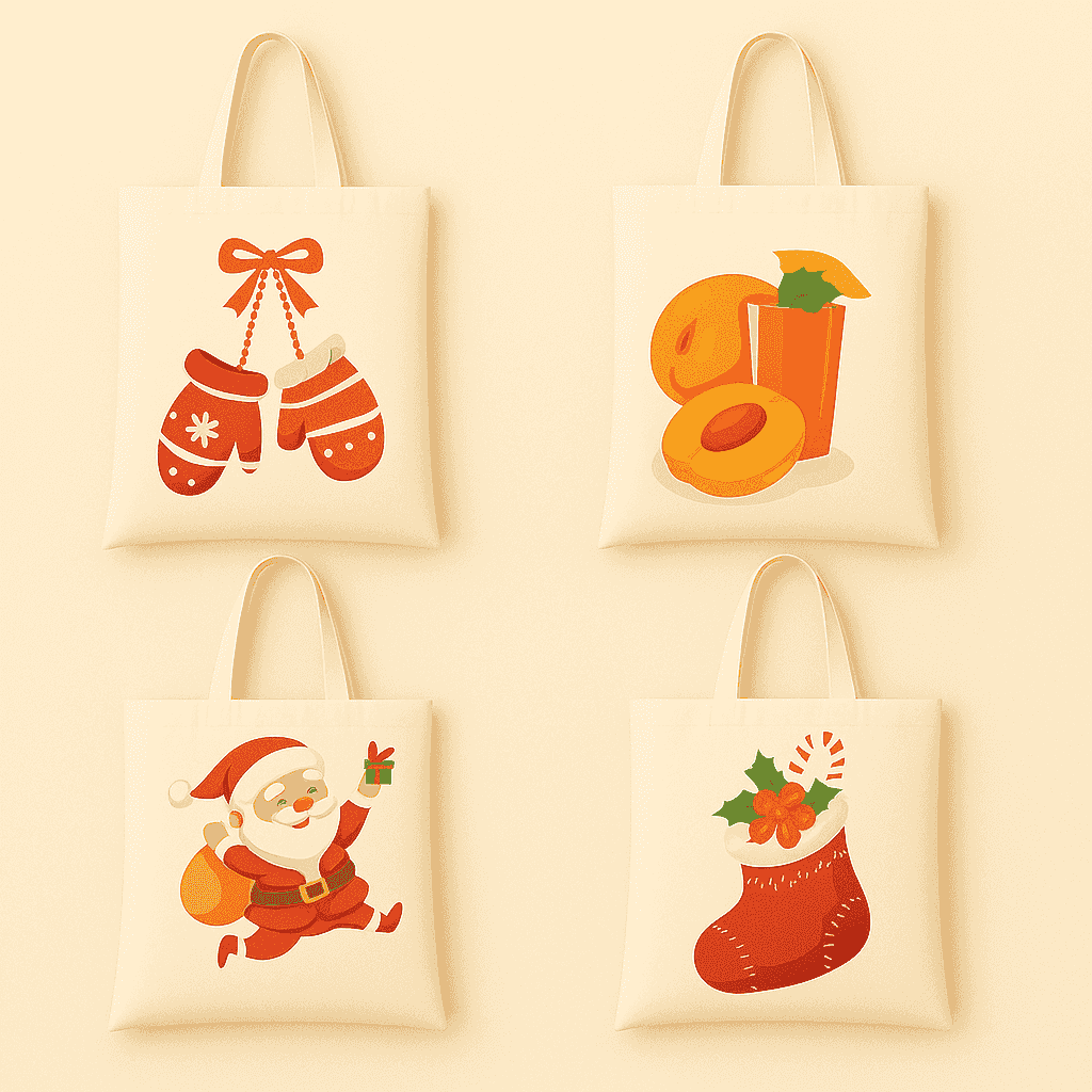 Stofftaschen, Weihnachten - Malen nach Zahlen