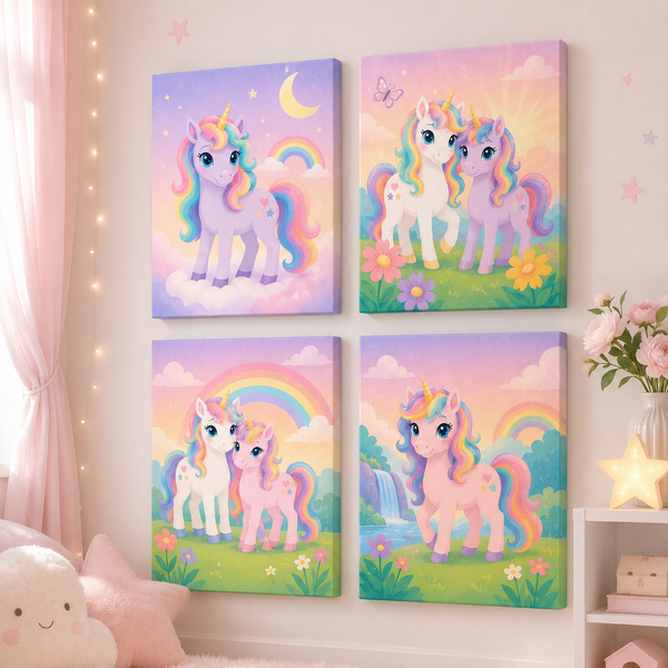 Regenbogenfreunde 4er SET - Mini Malen nach Zahlen