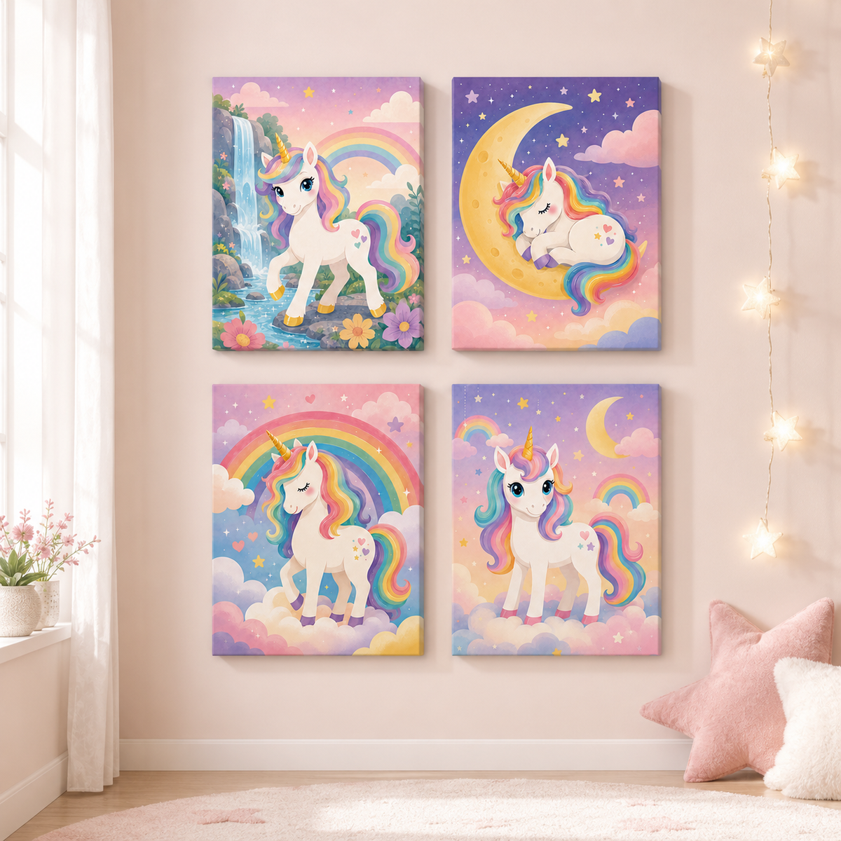 Einhorn Traumland 4er SET - Mini Malen nach Zahlen