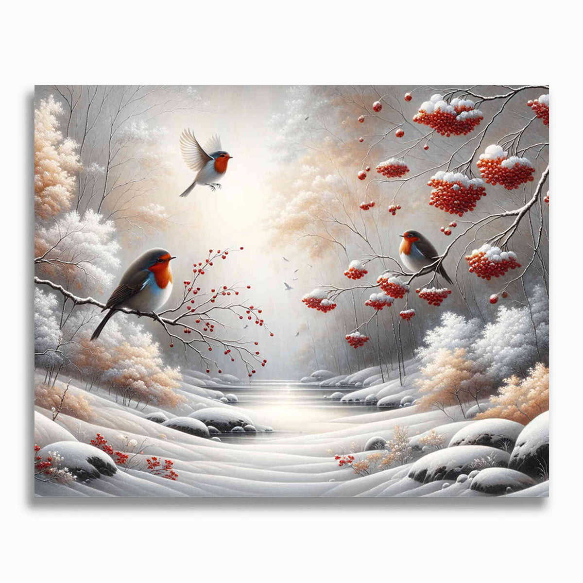 Vögel im Winter – Malen nach Zahlen