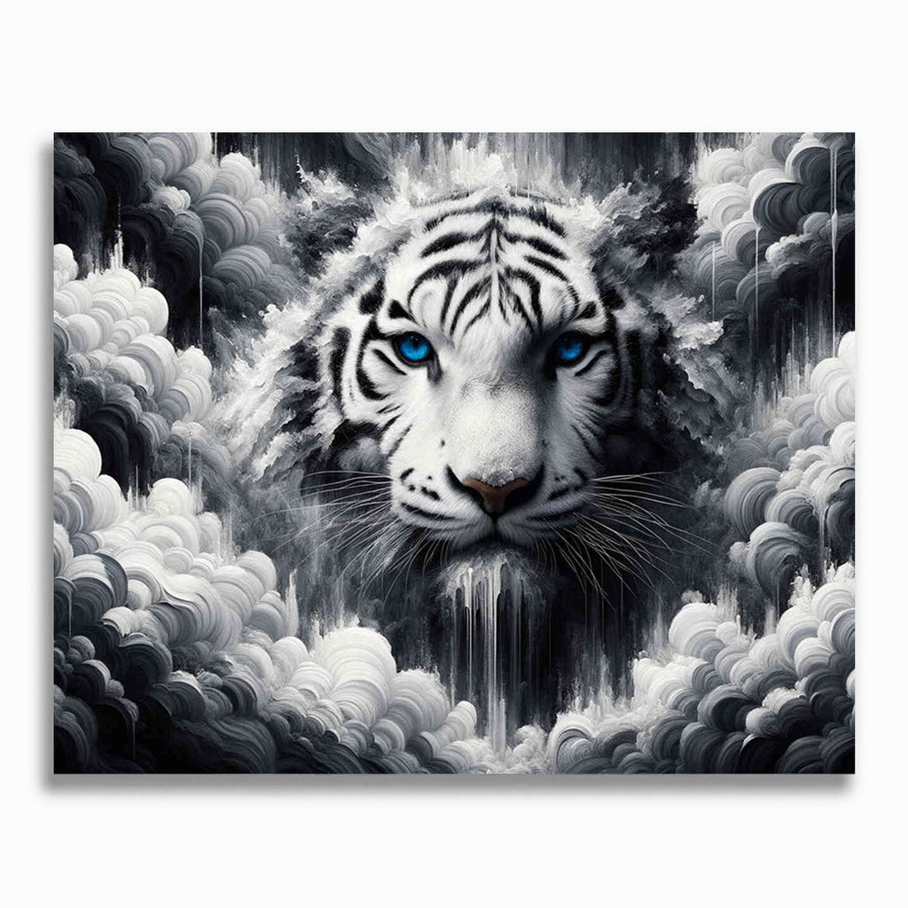 Weißer Tiger, Blaue Augen – Malen nach Zahlen