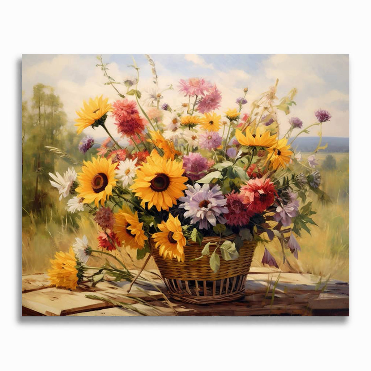 Wildblumen auf Tisch - Malen nach Zahlen