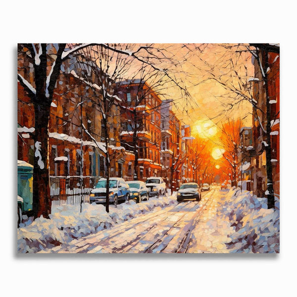 Winterlandschaft, Straßen - Malen nach Zahlen