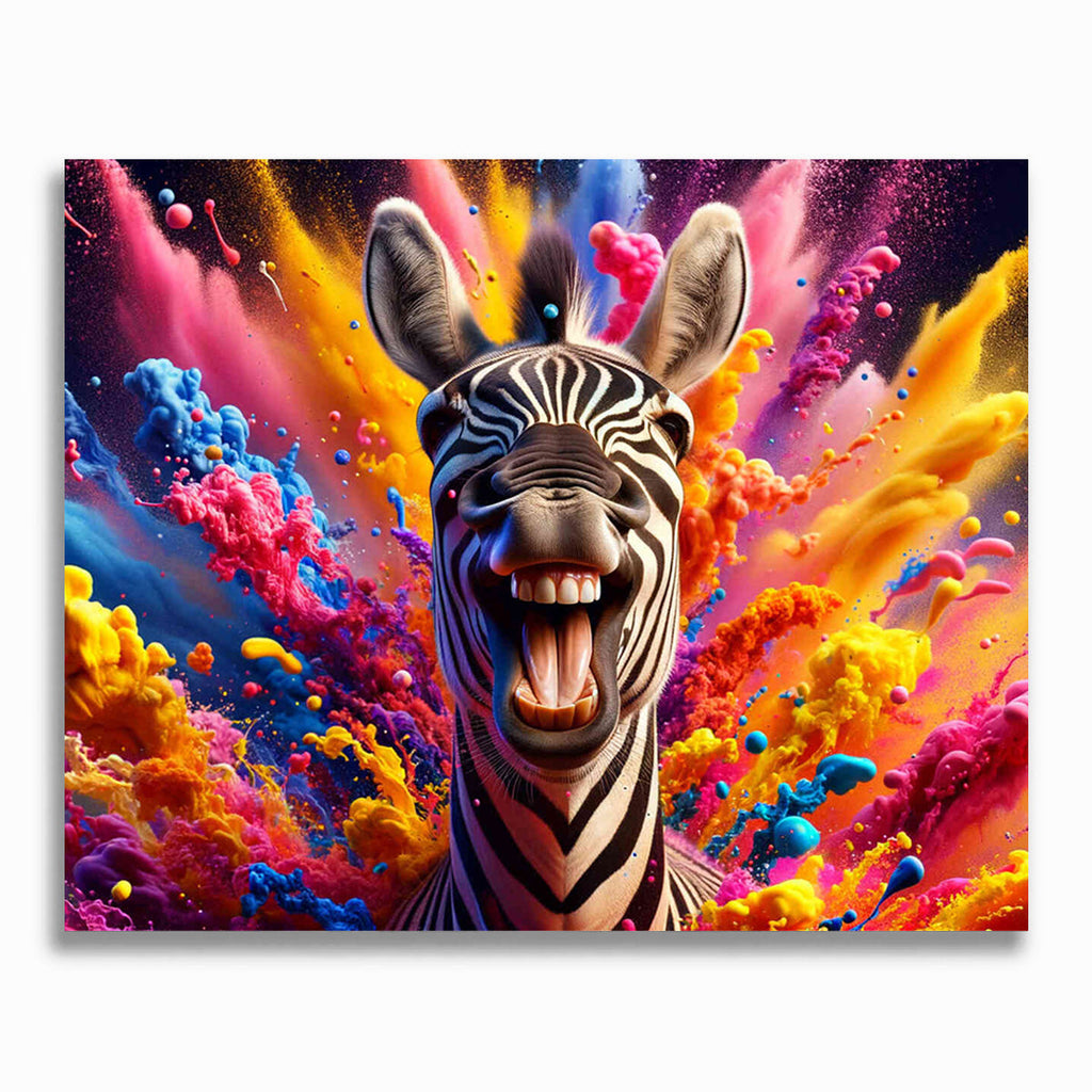 Zebra seitlich, lacht - Malen nach Zahlen