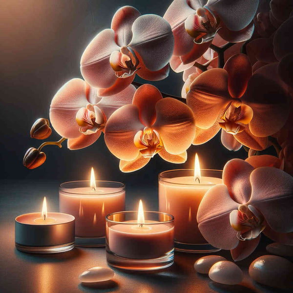 Malen nach Zahlen - Orchidee Teelichter Pfirsichfarben