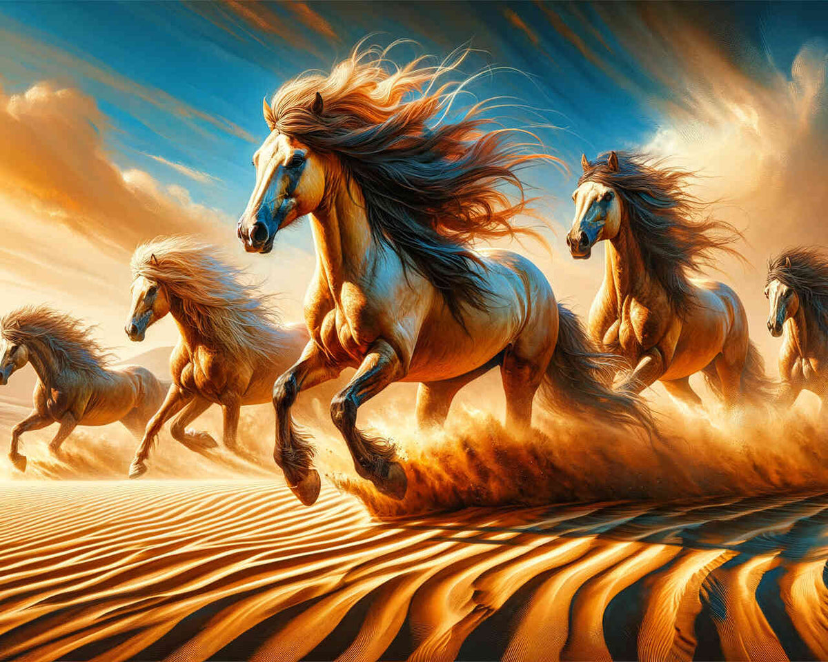 Malen nach Zahlen - Sandgallopierende Pferde