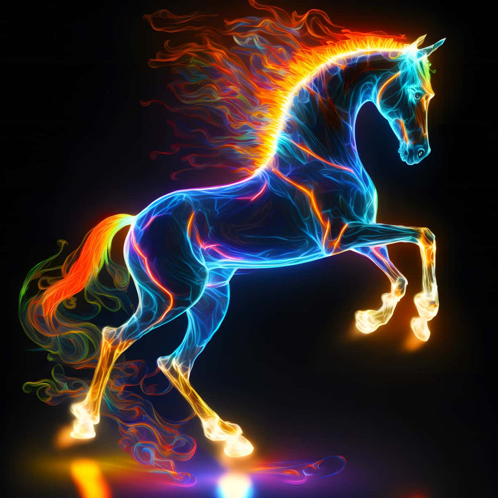 Malen nach Zahlen - Pferd leuchtend - hochwertige Leinwand - 170523, Neu eingetroffen, Pferd, Quadratisch, Tiere