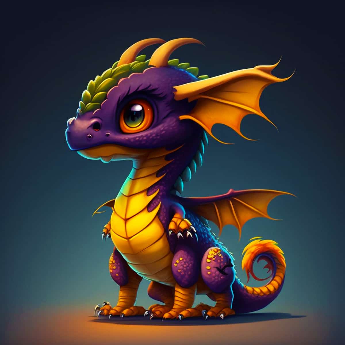 Diamond painting kit featuring a colorful, cute dragon from Drachenland with vivid purple, yellow, and green hues.
