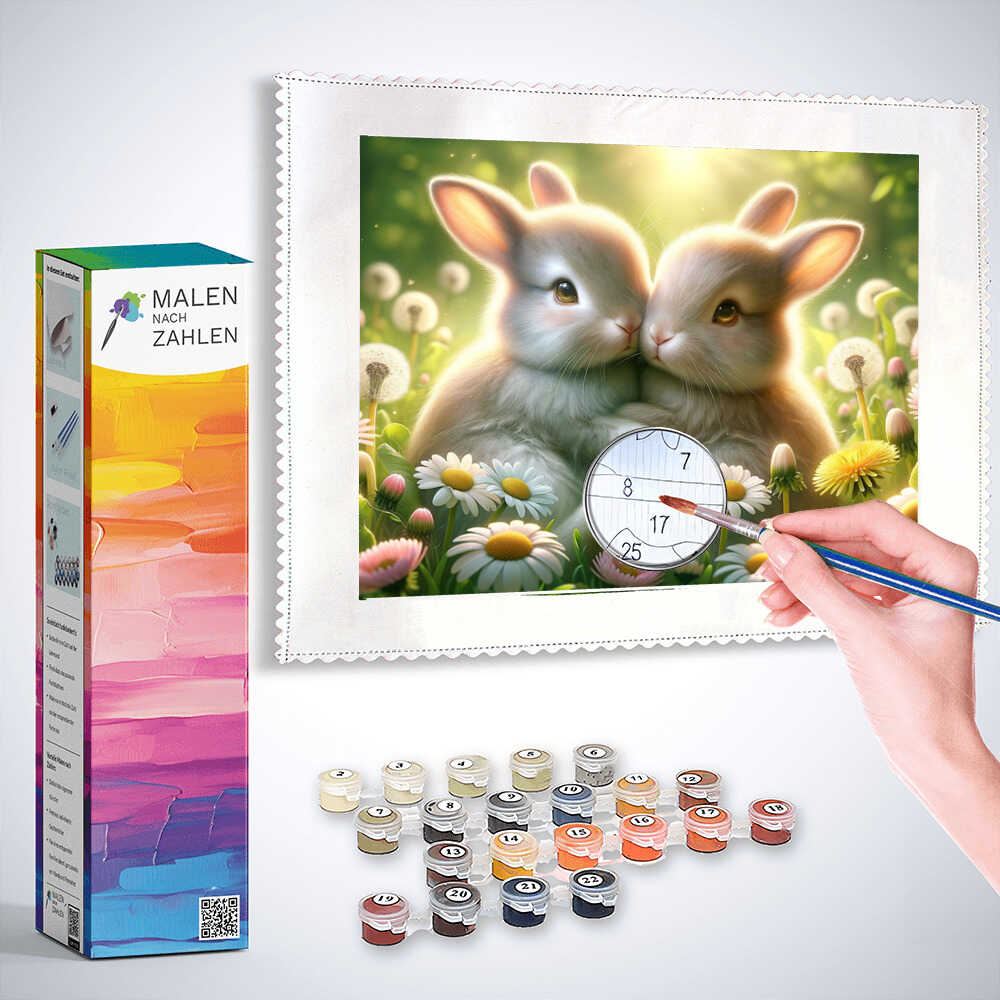Malen nach Zahlen - Kuschelnde Kaninchen