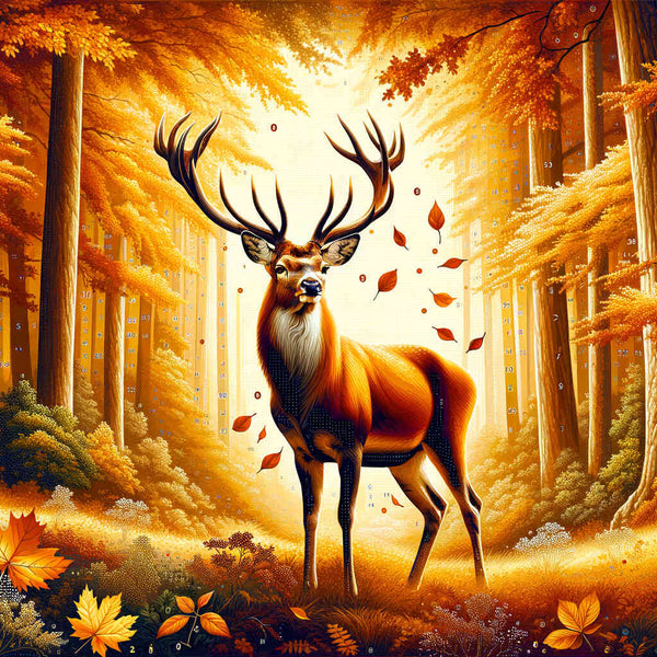 Malen nach Zahlen - Herbstwald Hirsch