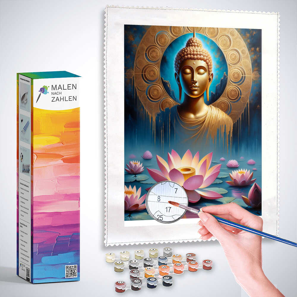 Malen nach Zahlen - Pinke Lotusblume, Buddha