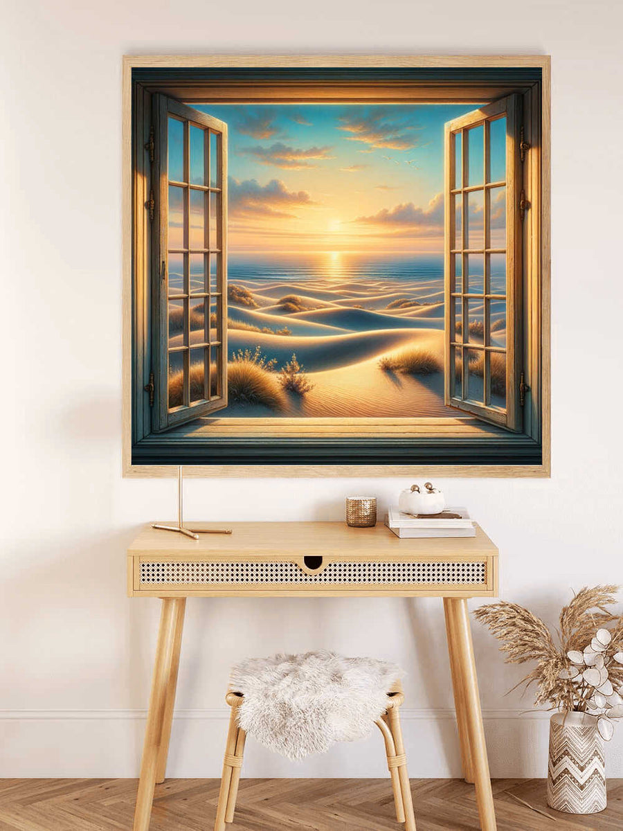 Malen nach Zahlen - Blick aus Fenster, Strand