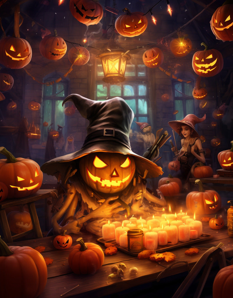 Malen nach Zahlen - Happy Halloween, Kürbis und Fledermaus