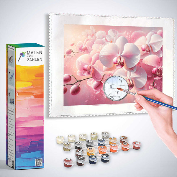Malen nach Zahlen - Pink und Weiße Orchideen
