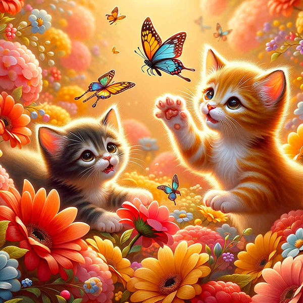 Malen nach Zahlen - Kitten fangen Schmetterling