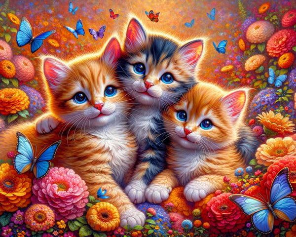 Malen nach Zahlen - Katzen Familie