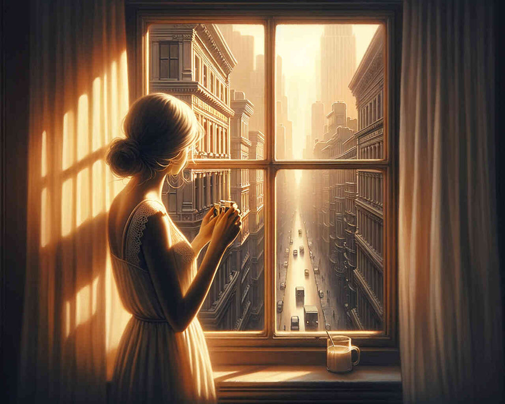 Frau schaut aus Fenster – Malen nach Zahlen