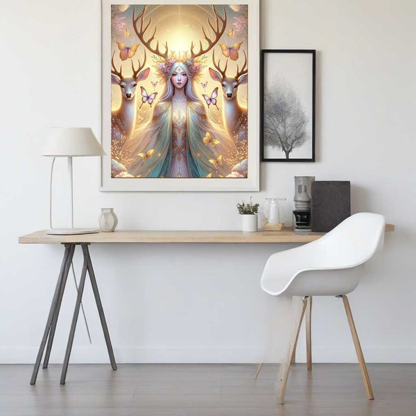 Malen nach Zahlen - Frau mit Geweih und Hirschen