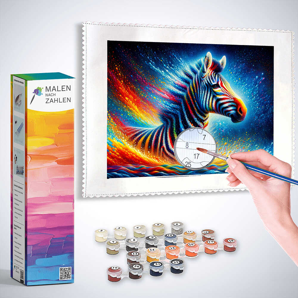 Malen nach Zahlen - Buntes Wasserzebra