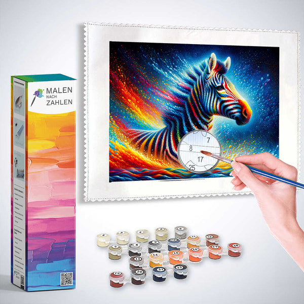 Malen nach Zahlen - Buntes Wasserzebra