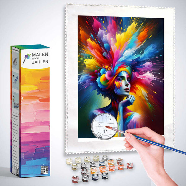 Frau mit buntem Turban – Malen nach Zahlen