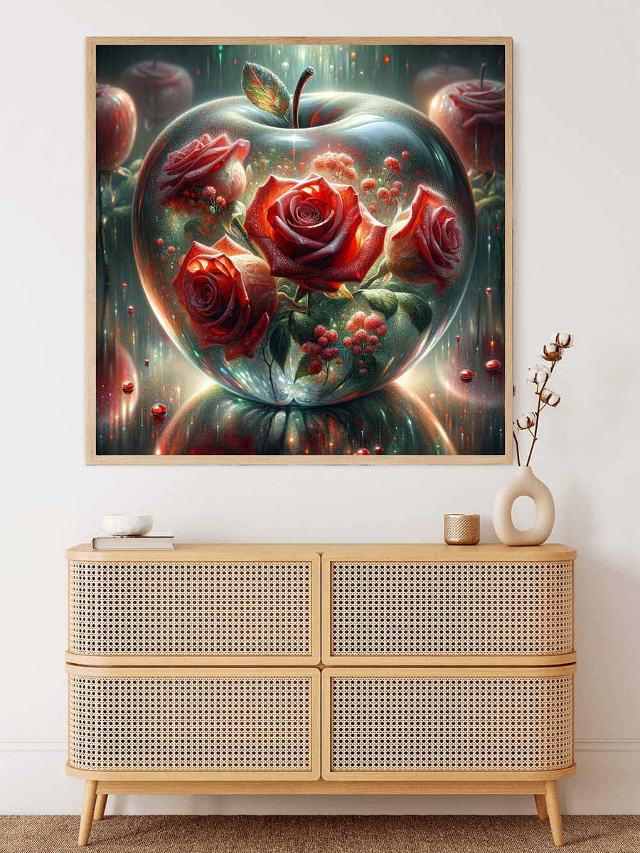 Malen nach Zahlen - Glas Apfel Rote Rosen