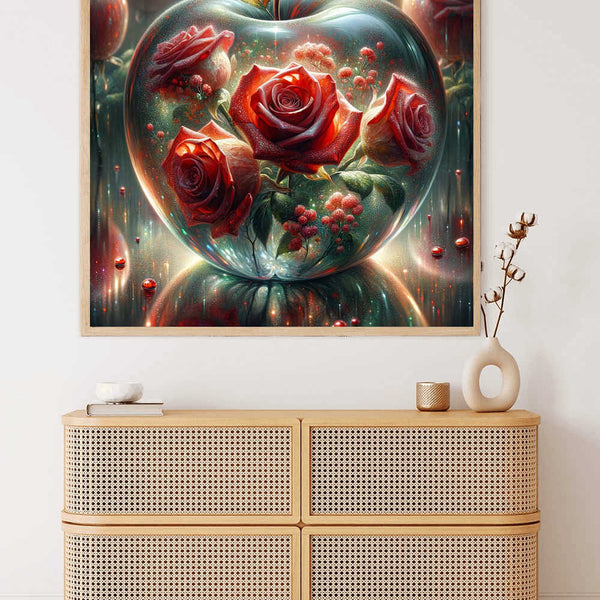 Malen nach Zahlen - Glas Apfel Rote Rosen