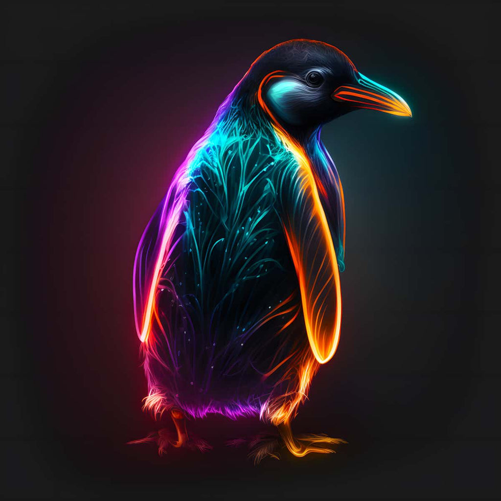 Malen nach Zahlen - Neon Pinguin - hochwertige Leinwand - 170523, Neu eingetroffen, Pinguin, Quadratisch, Tiere