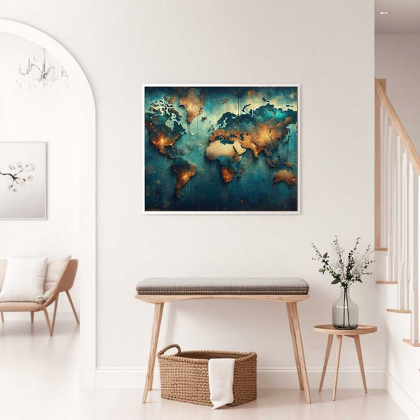 Malen nach Zahlen - Weltkarte Petrol