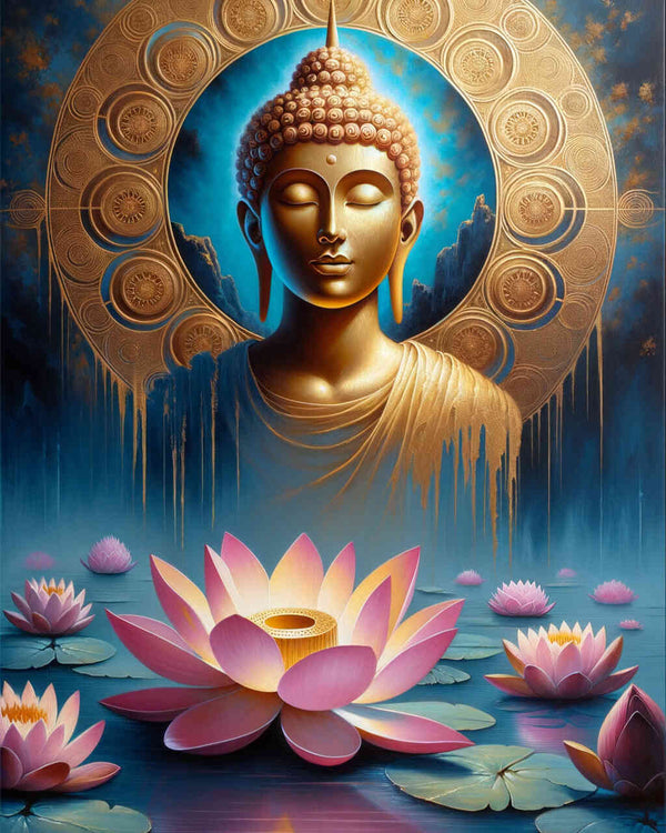 Malen nach Zahlen - Pinke Lotusblume, Buddha