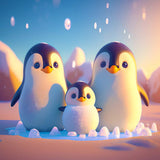 Malen nach Zahlen Pinguinfamilie - Entspannendes Malen mit niedlicher Pinguinfamilie im Schnee, perfekt für kreative Auszeiten